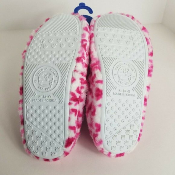 Build A Bear Workshop Kids Slippers Tiny Hearts Bea Plush Pink Sz XL 3/4 BAB New - Picture 8 of 12